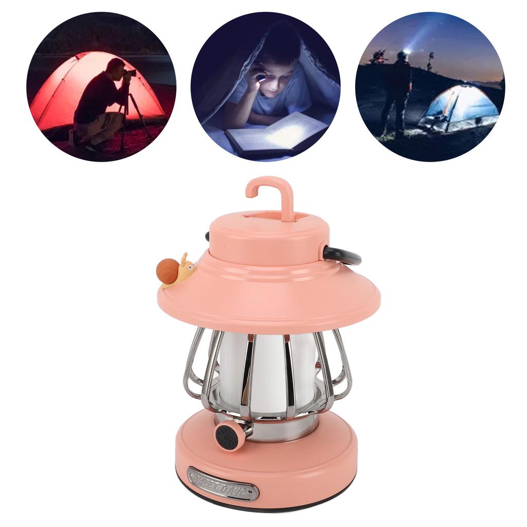 Retro Rechargeable Camping Lantern Infinite Dimming 3 Color Temperature Camping Lantern Portable Tent Light Emergency Light