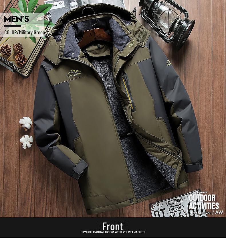 Men's Outdoor Winter Jackets: Thick, Velvet-Lined, Windproof, Waterproof, and Warm Mountaineering Jackets In Large Sizes.