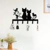 Metal Black Cat Silhouette Hook Wall Mounted Key Holder Modern Home Decor