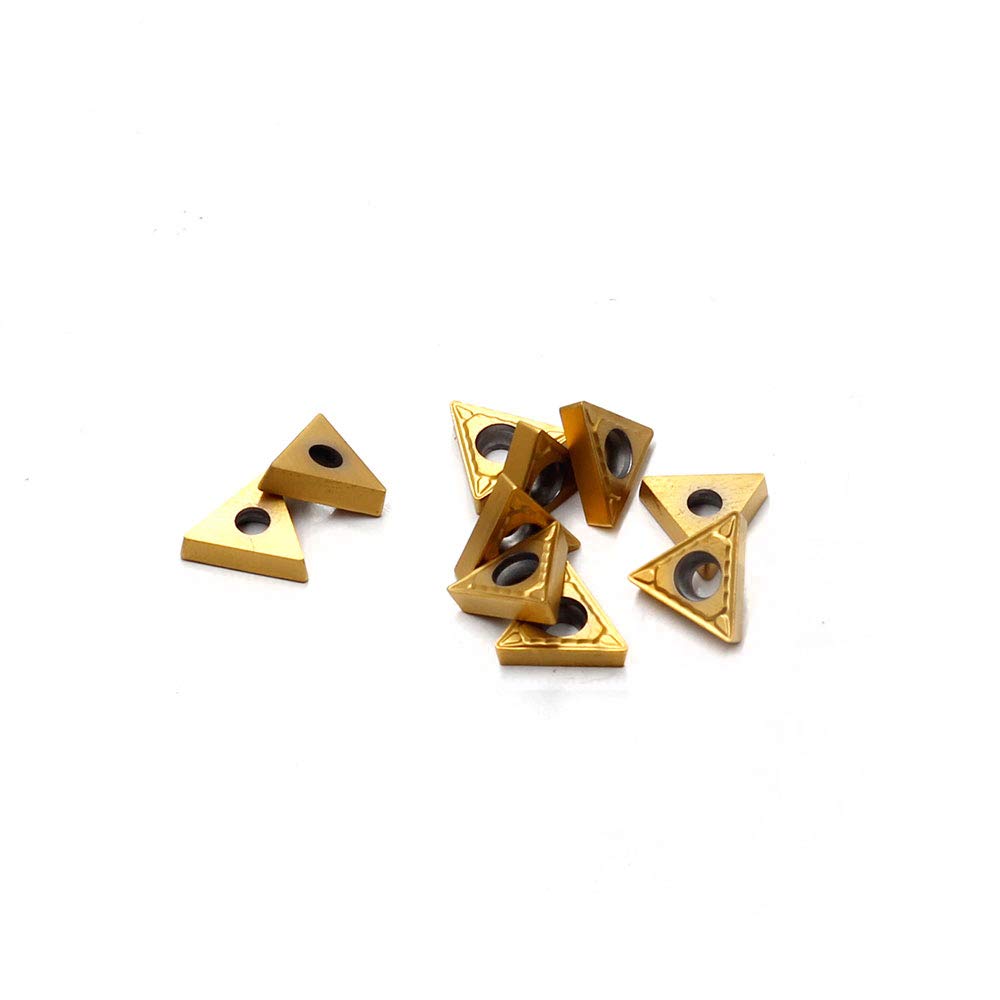 OSCARBIDE Carbide Turning Inserts TCMT21.51 TCMT110204 Carbide Inserts 10 Pieces,TCMT Insert Tin Coated CNC Lathe Carbide Cutters Inserts for Lathe