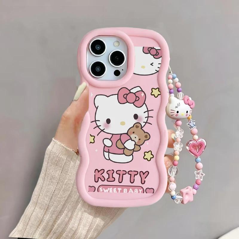 Pink Cute Hello Kitty Cat Chain Casing For OPPO Realme C85 Pro 15 14 Pro C75 C67 C63 C55 C35 C53 C65 C51 C61 5G INS Cartoon Case