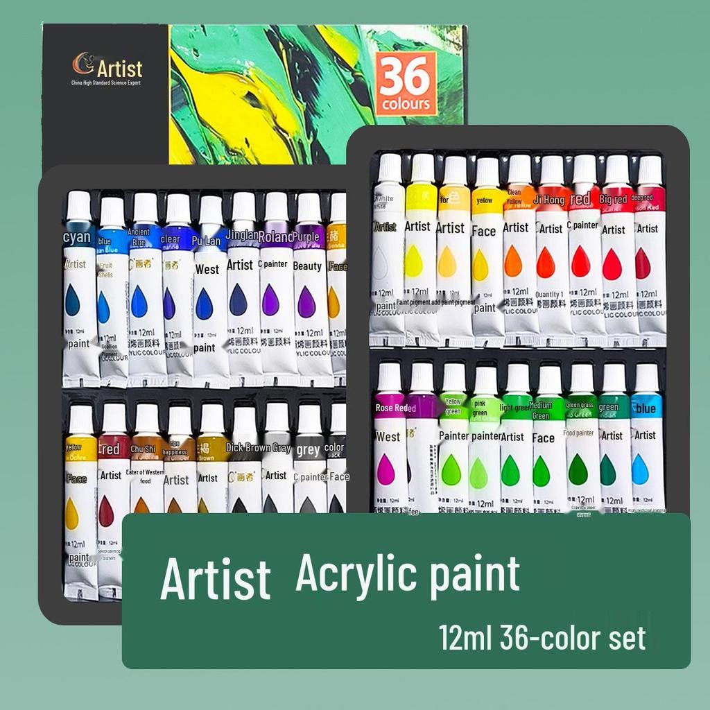 Set di Vernici Acriliche per Artisti, 36 Colori (Tubi da 12 ml), Senza Formaldeide, Portatile per Progetti Artistici Fai da Te