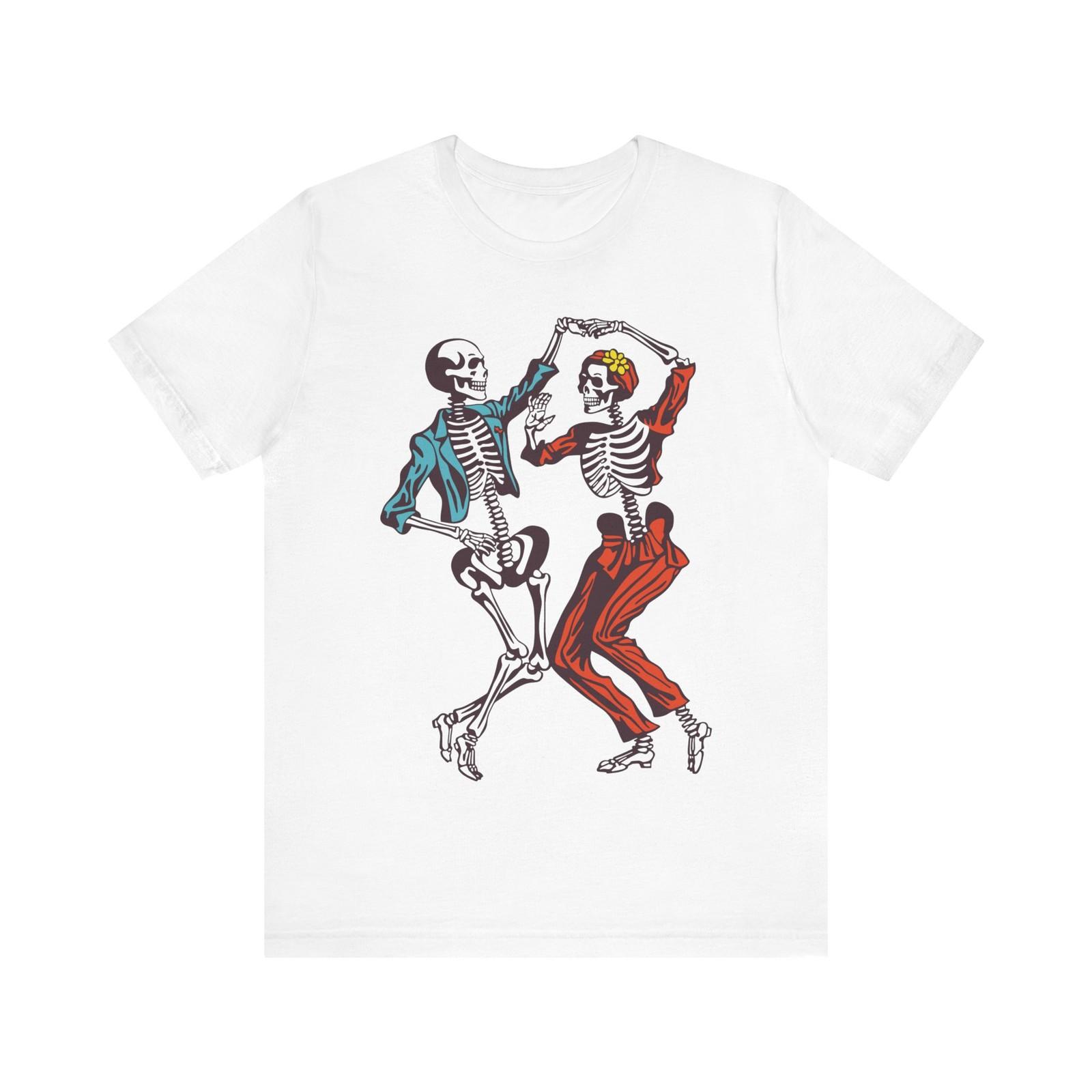 Retro Skeleton T-shirt Dancing Halloween Couple S