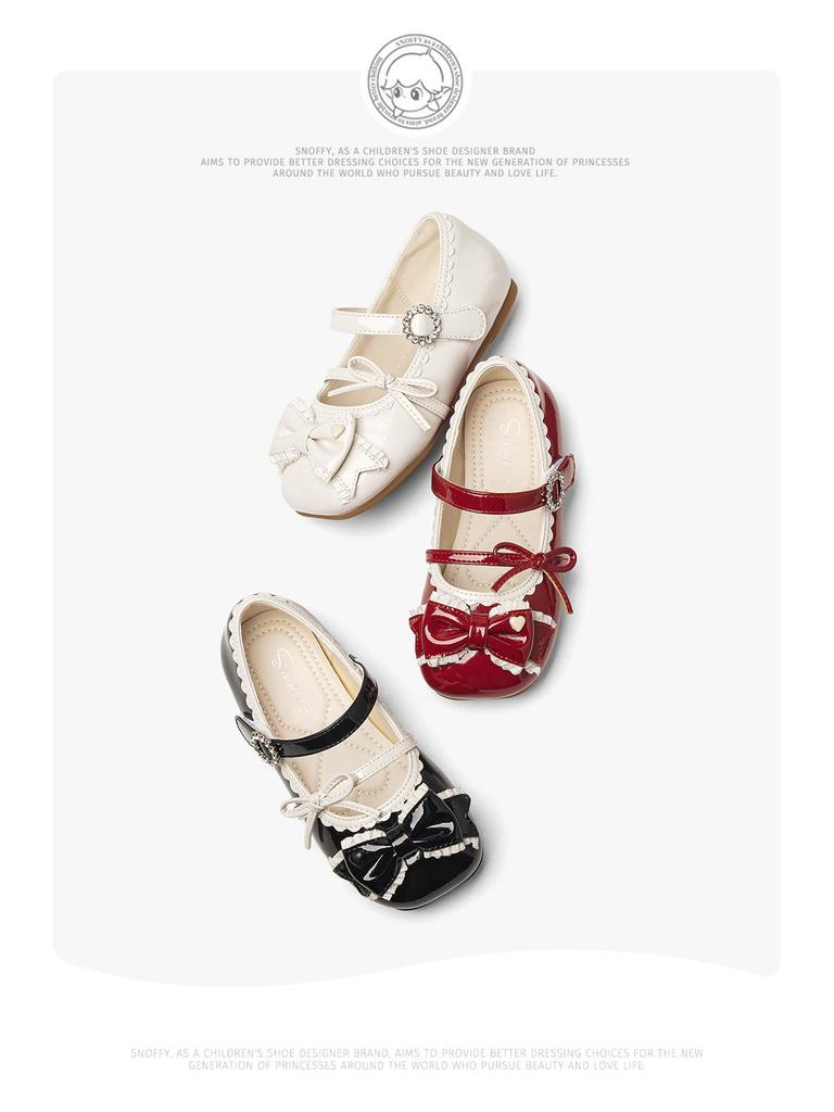 Snuffy Girls' New Year Red Princess Lolita Leather Shoes - Fashionable, Soft Sole for Spring/Autumn 2026