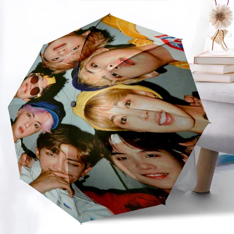 Harmony Melody: BTS's Sonic Journey Folding Umbrella Portable Suitable for All Seasons Outdoor Gift Three Folds