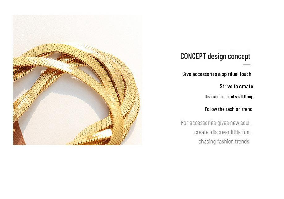 Gold-Plated Zirconia Inlaid Blade Chain Jewelry Set