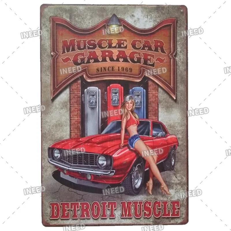 Retro Sexy Beauty Aluminum Poster - Men's Metal Plaque, Garage Cave Workshop Wall Decor