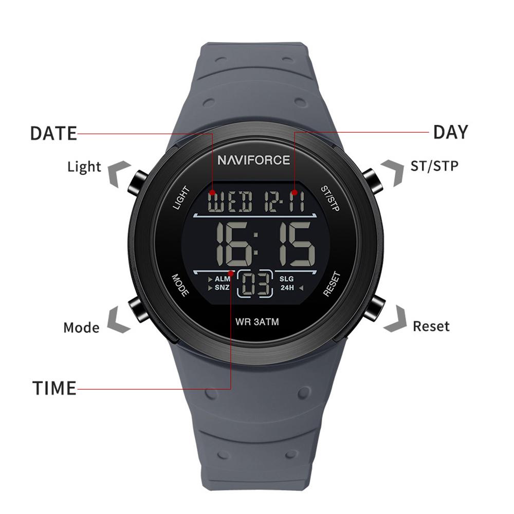 Naviforce Men's Boy Digital Watch Date Day Chronograph Silicone Strap Night Pattern Waterproof Outdoor Casual Sports Men's Boy Watch NF9246