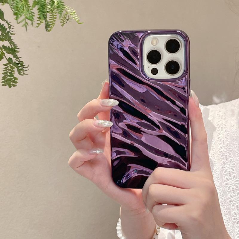 3D Electroplated Wrinkle Pattern Phone Case for iPhone 16 Pro Max, Compatible with Apple 15/14/13, Premium Feel