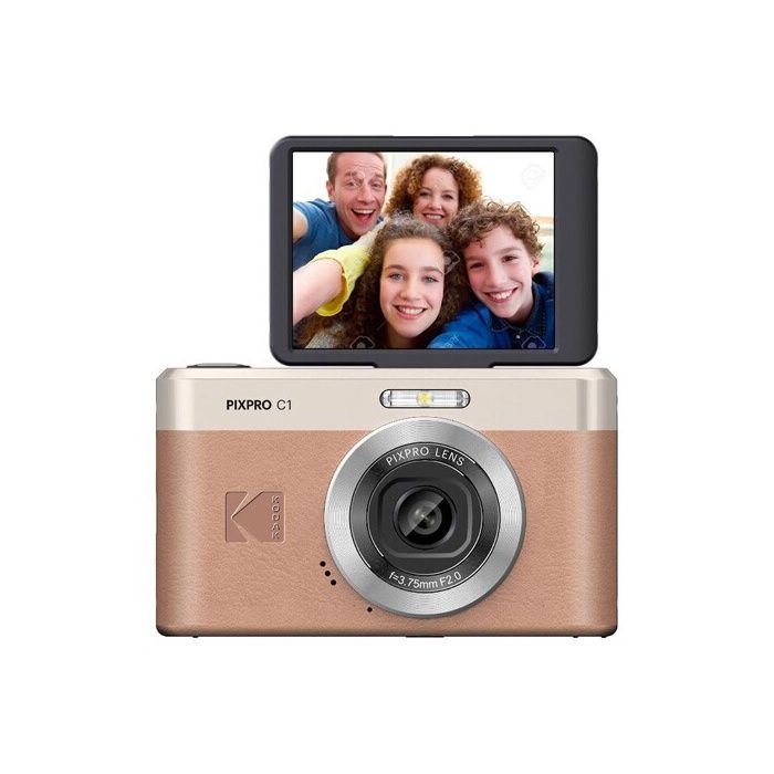 Kodak Pixpro C1 – Appareil Photo Numérique Ultra-Compact, 13MP, Zoom 4X, Écran LCD 2.8", Flash LED, Batterie Intégrée – Beige