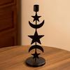 Black Pillar Candle Holder Iron Candlestick Sun Moon Star Metal Candle Stand for Weddings and Festival Table Decoration