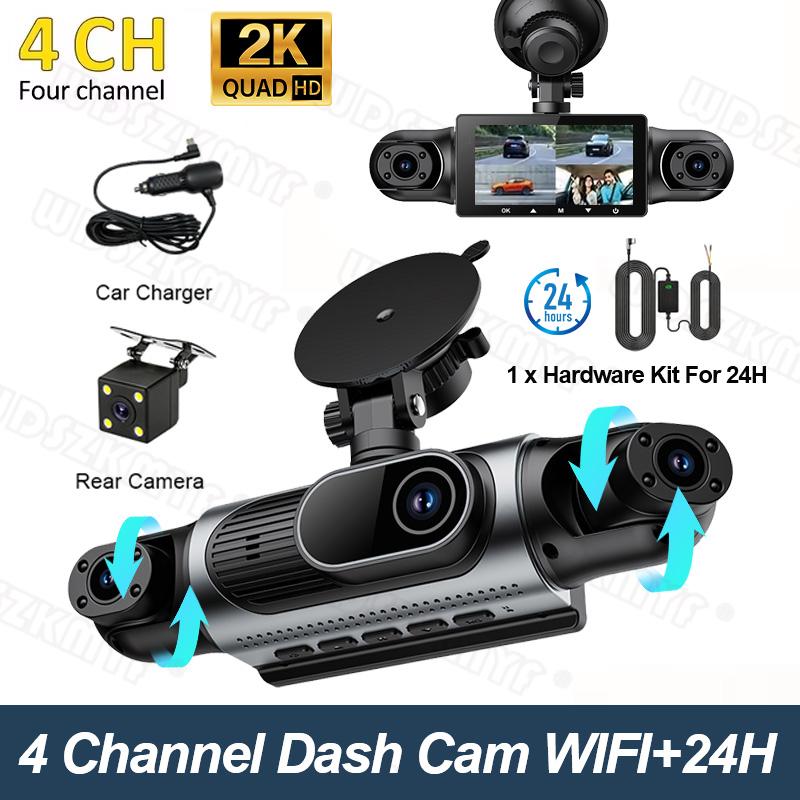 2K 360° Car Dash Cam 4 Channels Video Recorder Car DVR Front Left right Rear View Camera car accessorie Black Box For SUV Toyota