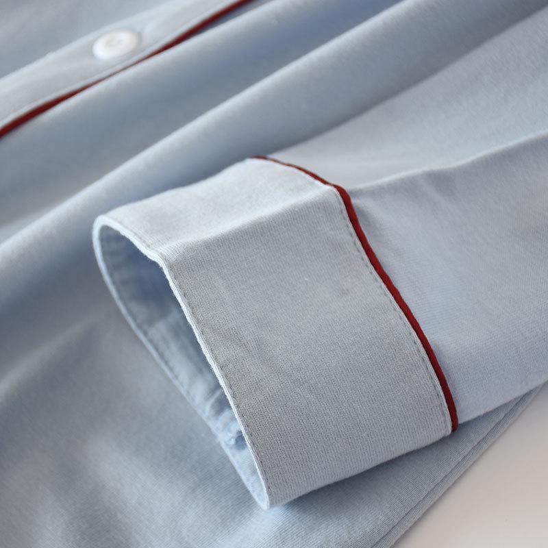 Women's Long Sleeve Strawberry Knit Robe - Soft Cotton Swallowtail Lapel Nightgown for Spring and Autumn