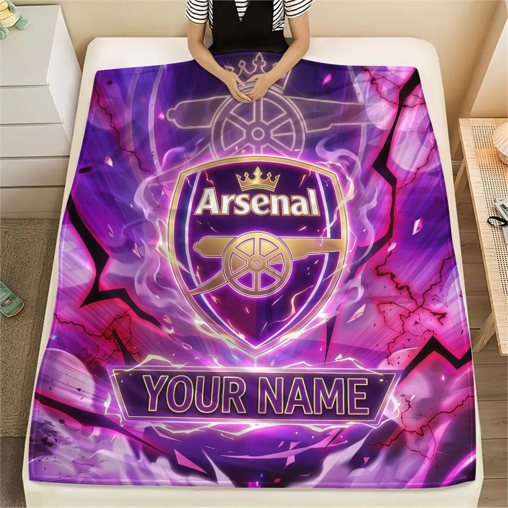 Custom Name Arsenal Flannel Blanket, High Quality Comfortable for All Seasons, Home Decor, Warmth and Comfort