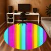 1pc Rainbow Glitter Round Chair Mat Area Rug - Non-Slip, Floor Mat for Office, Bedroom, and Indoor Decor -1002015