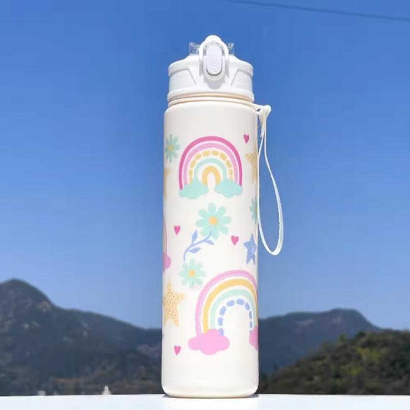 780ML Kids Water Sippy Cup Creative Cartoon Cup with Straws Leakproof Water Bottle Outdoor Portable Children's Plastic Water Cup