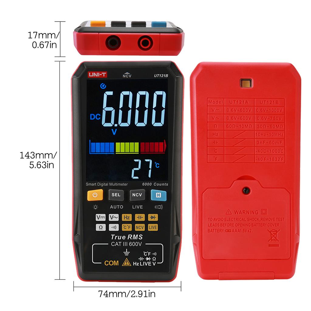 UNI-T UT121B Smart Digital Multimeter Mini Portable Universal Tester Multiple Meter Voltmeter with