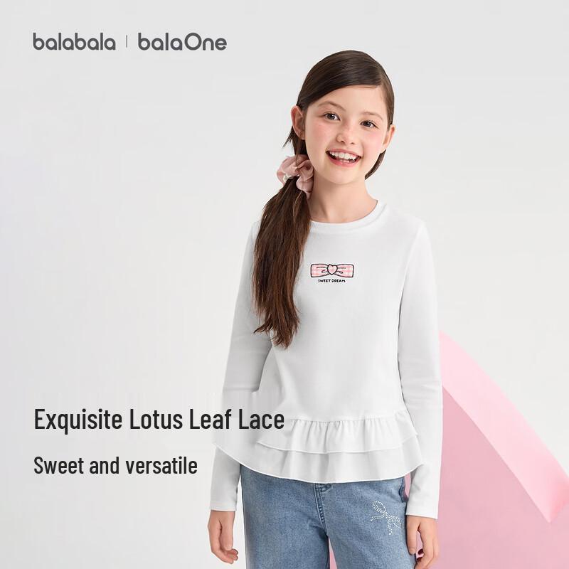 Balabala Girls' Long-Sleeve Letter Print T-Shirt