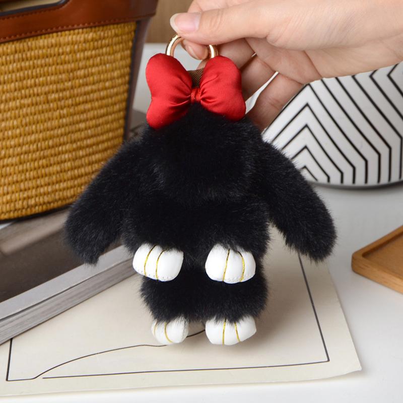 1Pc Bowknot Fashion Children's Toys Cute Pluff Bunny Keychain Lovely Fluffy Rabbit Doll Animal Shape Imitation Mink Fur