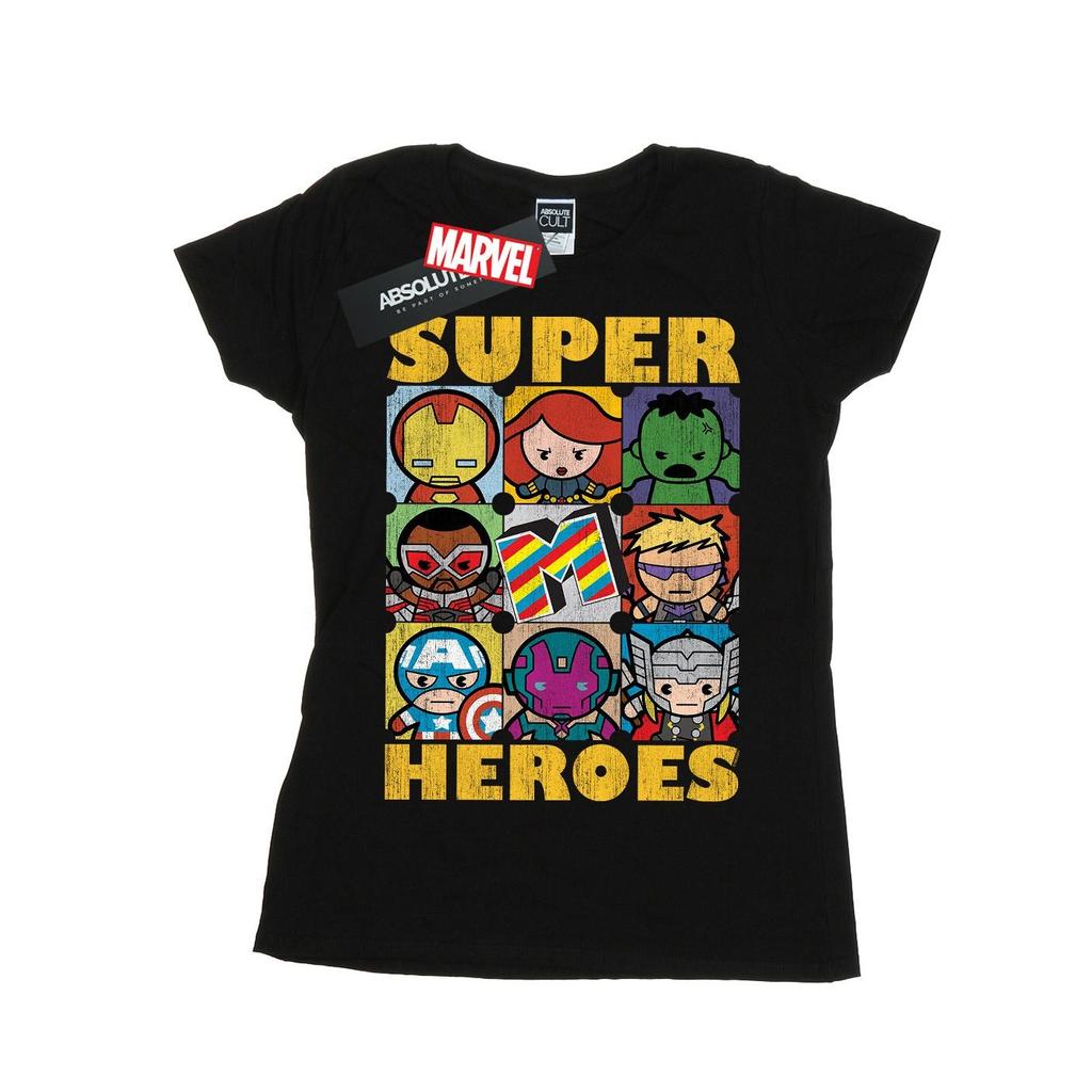 Marvel Womens/Ladies Kawaii Super Heroes Cotton T-Shirt