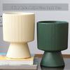 Nordic Ceramic Flower Pot with Tray - High-Footed Vertical Stripes for Indoor/ Balcony, Ideal for Pothos and Orchids.