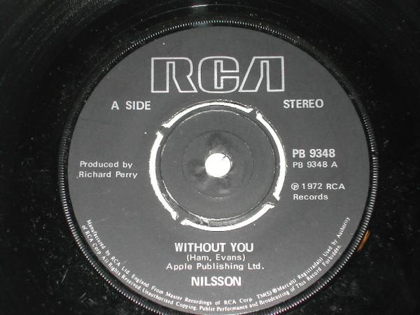 

7inch Record HARRY NILSSON Without You PB9348 RCA 1981 UK Pop Used
