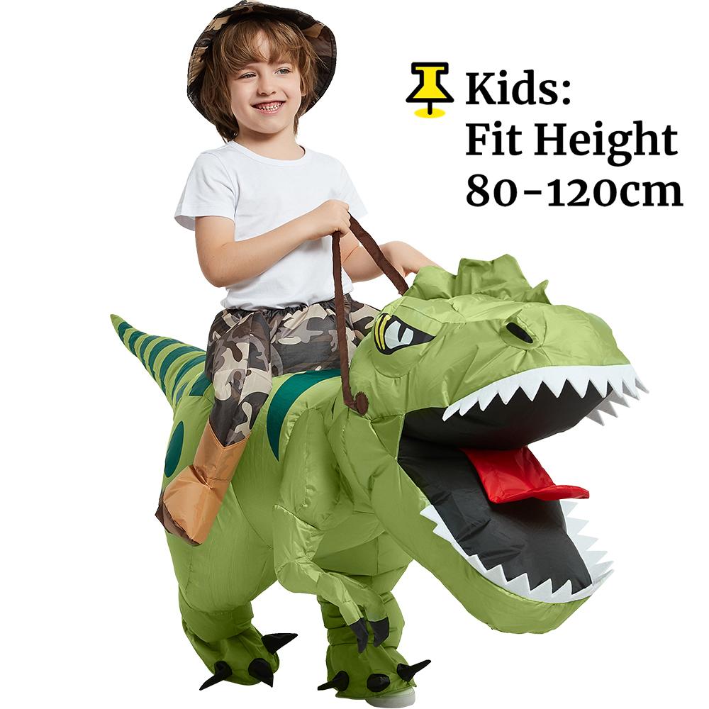 Inflatable Dinosaur Ride On Costume T-Rex Fancy Dress Blow Up Halloween Cosplay Party Outfit Funny Animal Themed Dress-Up