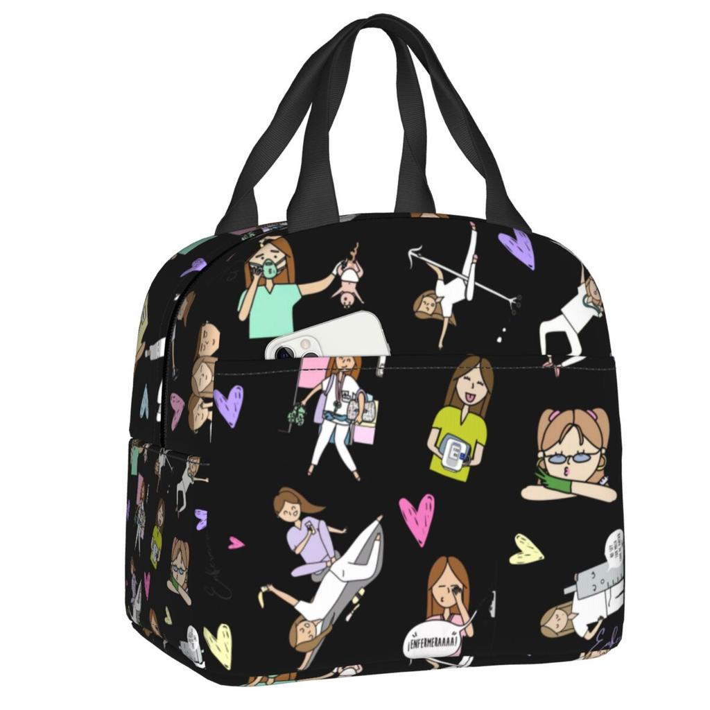 Custom Enfermera En Apuros Doctor Nurse Medicine Insulated Lunch Tote Bag for Women Resuable Cooler Thermal Bento Box Children