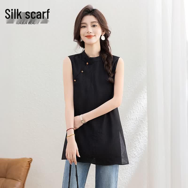 Women s New Chinese Style Sleeveless Mandarin Collar Blouse