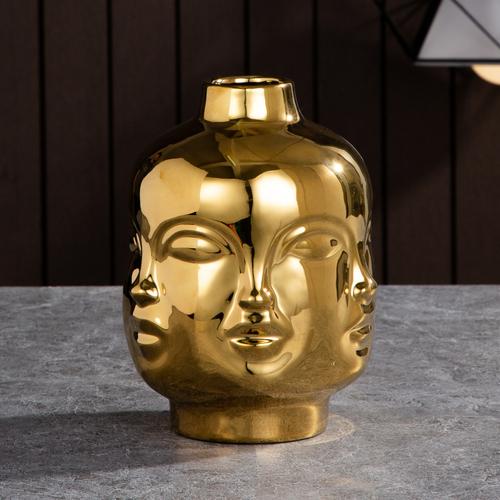 Nordische Keramik-Gesichtsvase Modernes Wohnzimmer Lippenblume Leichter Luxus Ausdruck Halbes Gesicht Dekoration Heimdekorationszubehör