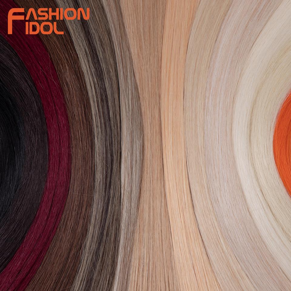 FASHION IDOL 26 inch Yaki Straight Hair Extensions Salon Synthetic Hair Bundles High Temperature Fiber Ombre Blonde Fake Hair