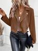 2025 Winter Schlanke Wildleder Revers Reißverschluss Jacke für Damen - Europäischer & Amerikanischer Stil