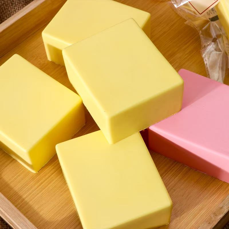 PU Slow Rebound Super Soft Thick Milk Brick Pinch Toy Kids Stress Relief Soft Squeeze Slow Rebound Finger Sucking Milk Block Toy