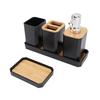 Juego de Accesorios de Baño Juego de Ensamble de Baño con Vaso Portacepillos de Dientes Botellas para Loción Jabonera Bandeja Negro