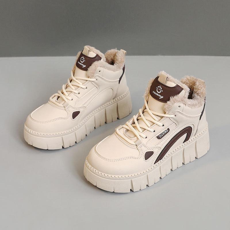 

SH327 new winter women s shoes fleece muffin shoes fleece cotton shoes thick sole simple height increase student cotton shoes 35 хаки