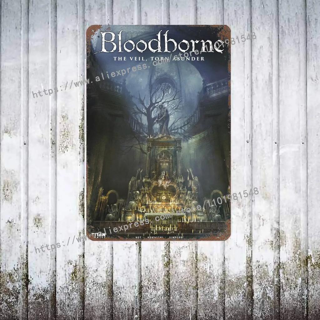 Bloodborne Video Game Metal Decor Poster Vintage Tin Sign Metal Sign Decorative Plaque for Pub Bar Man Cave Club Wall Decoration