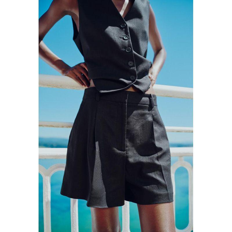 Spring New Arrival Linen Blended Vest 8025939 High Waist Casual Shorts Female 8026707 8026939