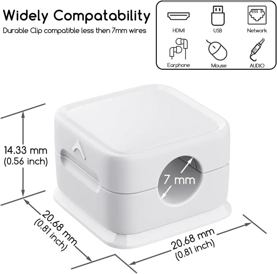 6Pcs Magnetic Cable Clip Winder Holder Adhesive Wire Keeper Cord Cable Organizer Usb Charging Cables Winder for Office Desktop