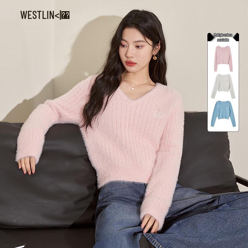 

Женский пуловер с V-образным вырезом из мягкого трикотажа M