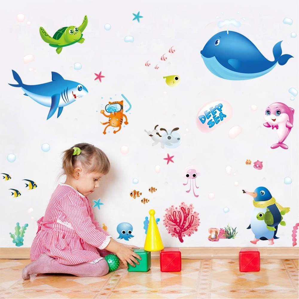 Waterproof Kindergarten For Kids Room Ocean Self Adhesive Wall Sticker Wall Decal Home Decoration