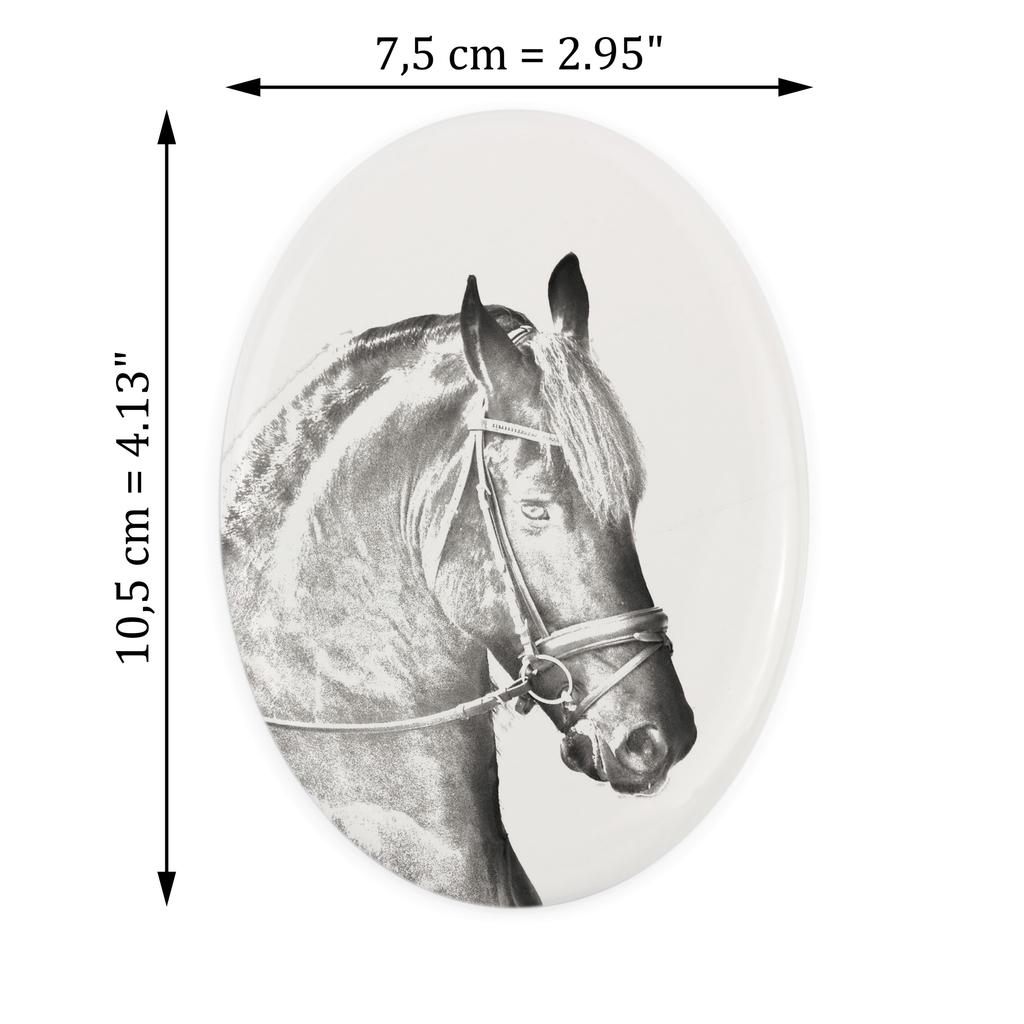 Friesian horse I - commemorative plaque with a photo of a horse, tombstone plaque with a print, personalized oval plaque by Art-Dog brand