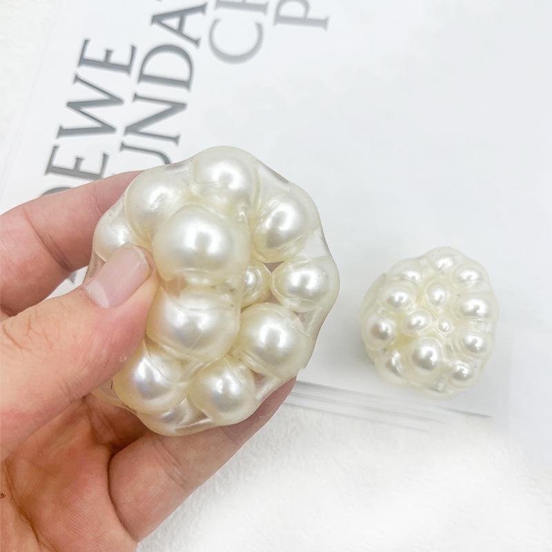 Pearl Bead Filled Slow Rebound Squishy Ball Soft Hi Texture Stress Relief Hand Squeeze Toy Anxiety Calming Desktop Decor Gift