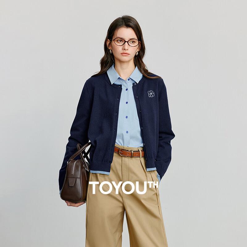 Chuyu Women's Embroidered Color-Block Knit Cardigan