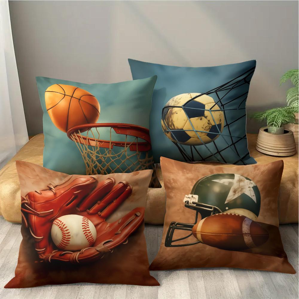 Basketball Football Sports Digital Printing Pillow Cover Short Plush Suitable Living Rooms Bedrooms Sofas Throw Cushion Cover