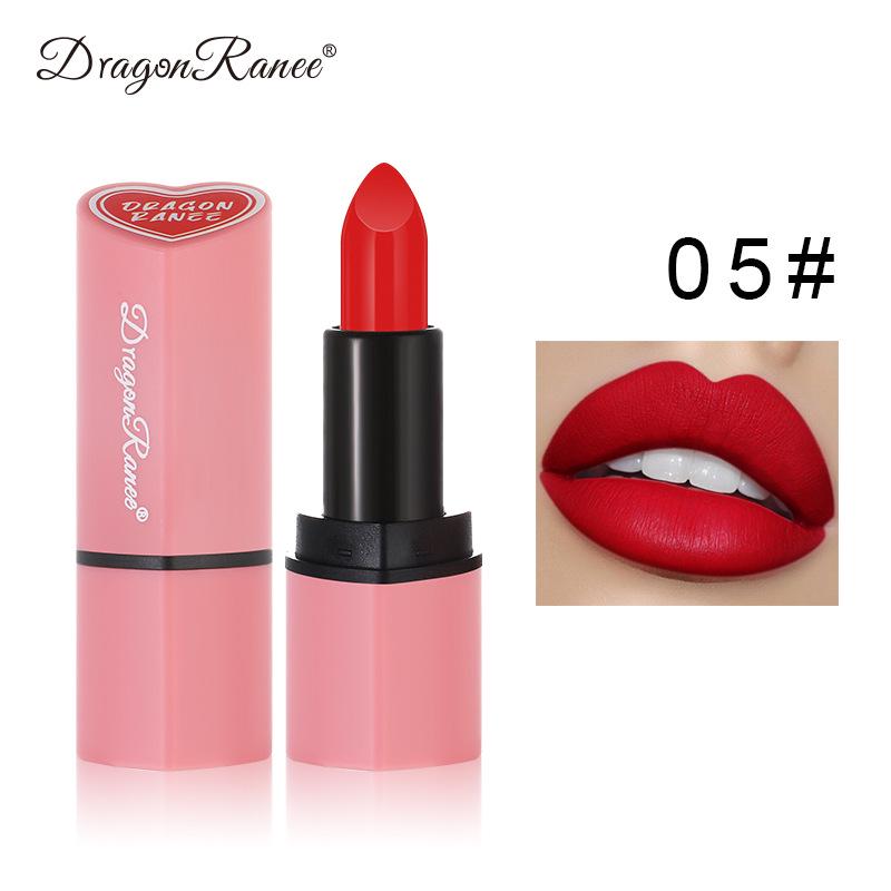 DragonRanee Heart-shaped Waterproof Long-lasting Non-transfer Velvet Matte Nude Lipstick