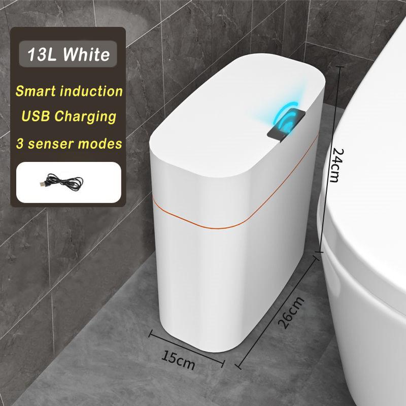 16L New Smart Trash Can High-tech Induction Storage Bucket Bathroom Deodorant Waterproof Trash Can Household with Lid Creative
