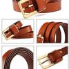 Solid Color Thin Waist Belt Metal Buckle Women Waistband Fashion Genuine Leather Belt  Daily