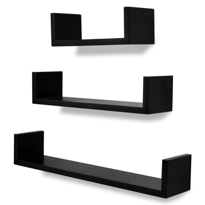 Maison Exclusive - Étagères murales 3 pcs Forme de U MDF Noir