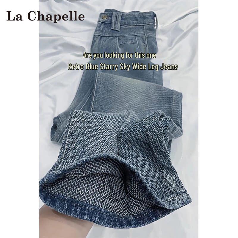 La Chapelle Women s Starry Print Wide-Leg Straight Jeans XL