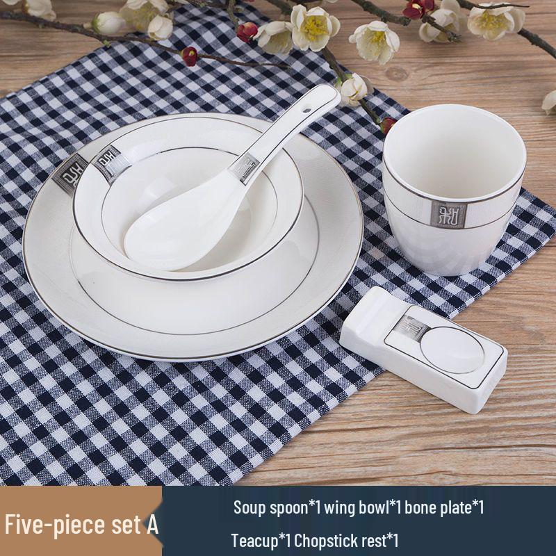 Luxury Ceramic Dinnerware Set: Plates, Bowls, Spoons & Cups for Restaurants & Clubs